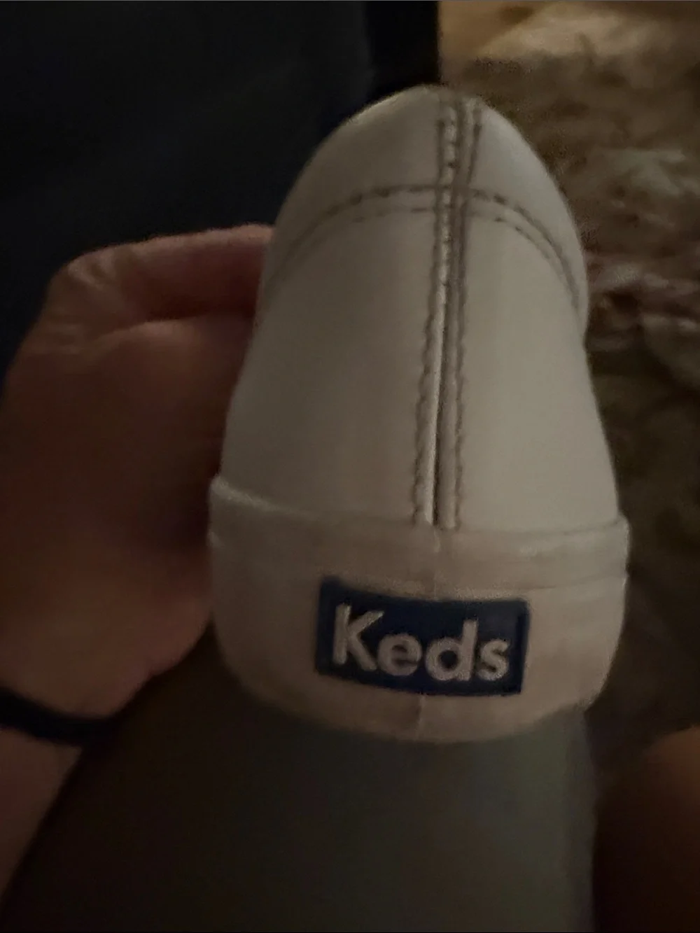 Keds Women's Cream-White Leather Sneakers with Gold Eyelets